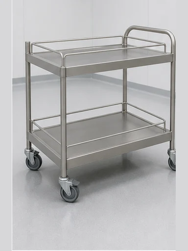 Stainless steel instrument trolley with gallery rails