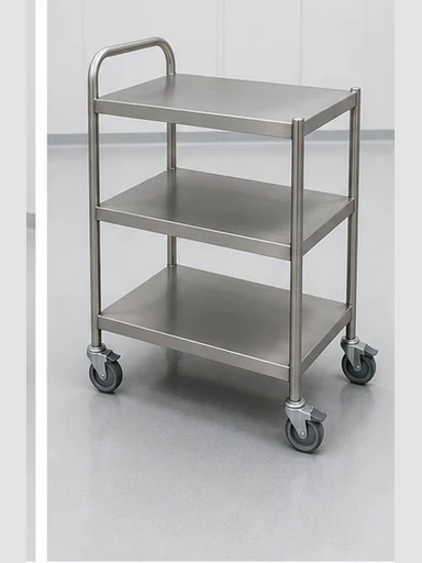 Narrow stainless steel kitchen line trolley